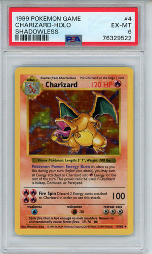 PSA 6 1999 Charizard Holo Shadowless