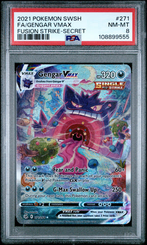 PSA 8 2021 SWSH FA/ GENGAR VMAX FUSION STRIKE - SECRET