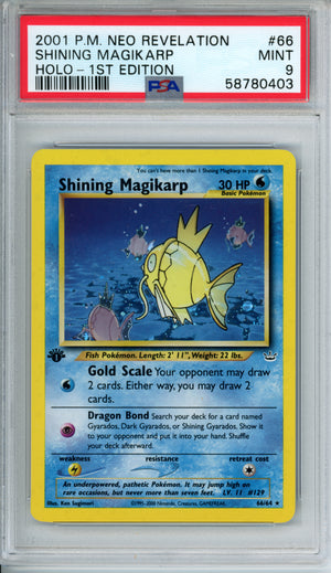 PSA 9 2001 Neo Revelation Shining Magikarp 1st Edition
