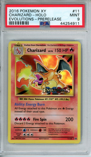 PSA 9 2016 Charizard XY Evolutions Prerelease Promo
