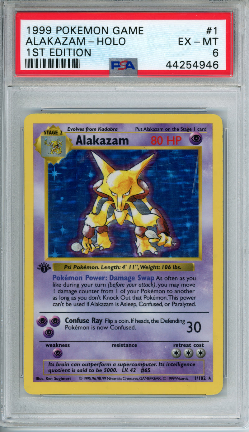 PSA 6 1999 Alakazam 1st Edition Shadowless
