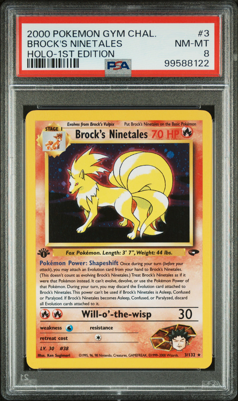 PSA 8 2000 GYM CHALLENGE BROCK'S NINETALES - HOLO - 1ST EDITION