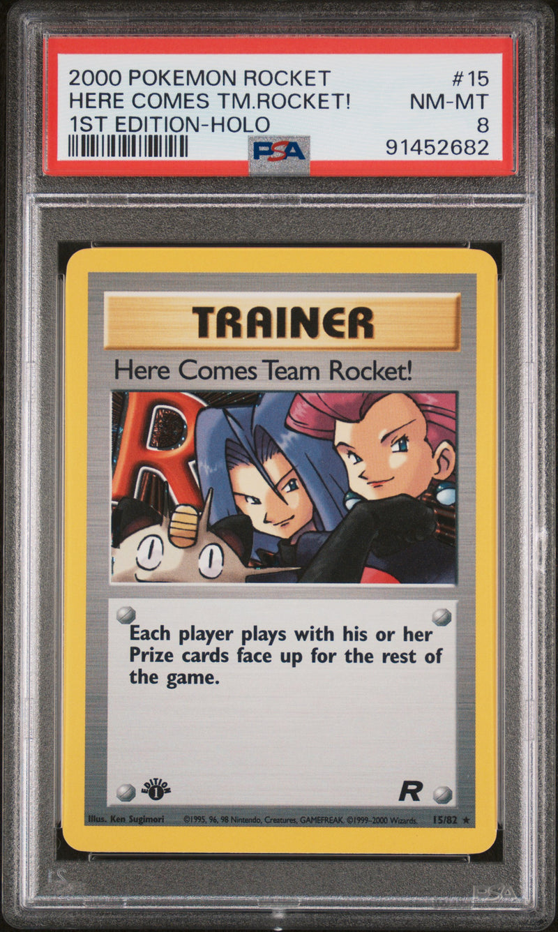 PSA 8 2000 ROCKET HERE COMES TEAM ROCKET! - HOLO 1ST EDITION