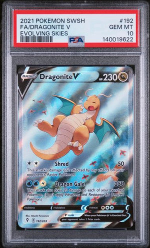 PSA 10 2021 SWSH EVOLVING SKIES DRAGONITE V - FULL ART