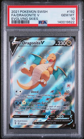 PSA 10 2021 SWSH EVOLVING SKIES DRAGONITE V - FULL ART