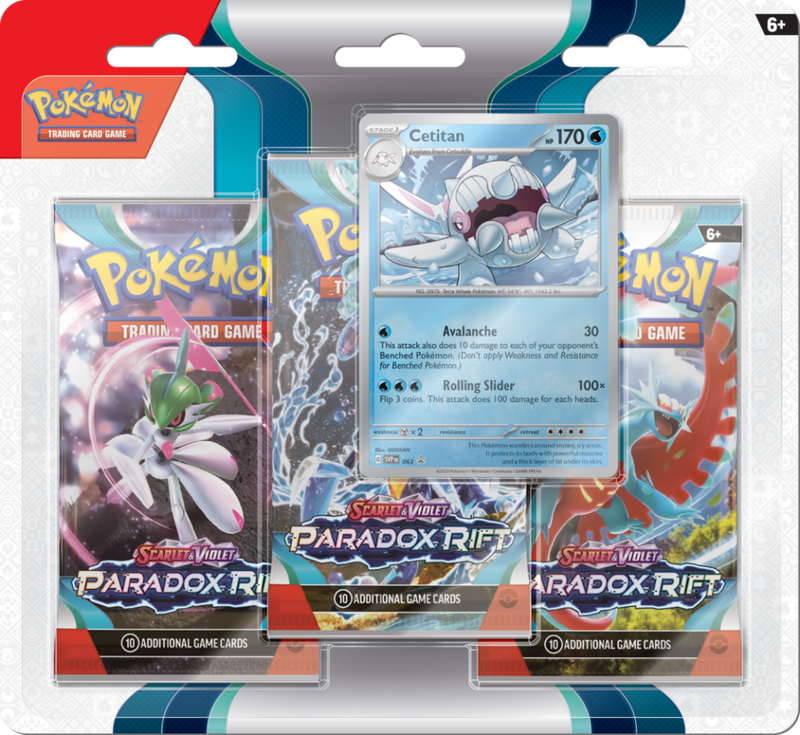 Pokémon TCG: Scarlet & Violet - Paradox Rift - Blister Pack - Three Boosters - Cetitan Promo Card