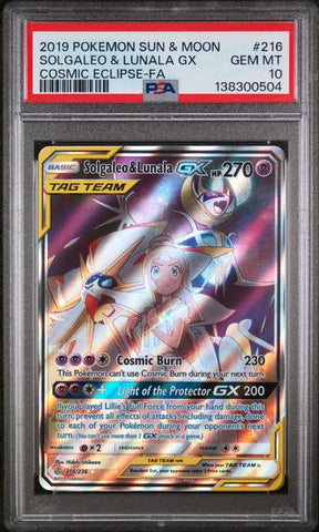 PSA 10 2019 COSMIC ECLIPSE SOLGALEO & LUNALA GX - FA