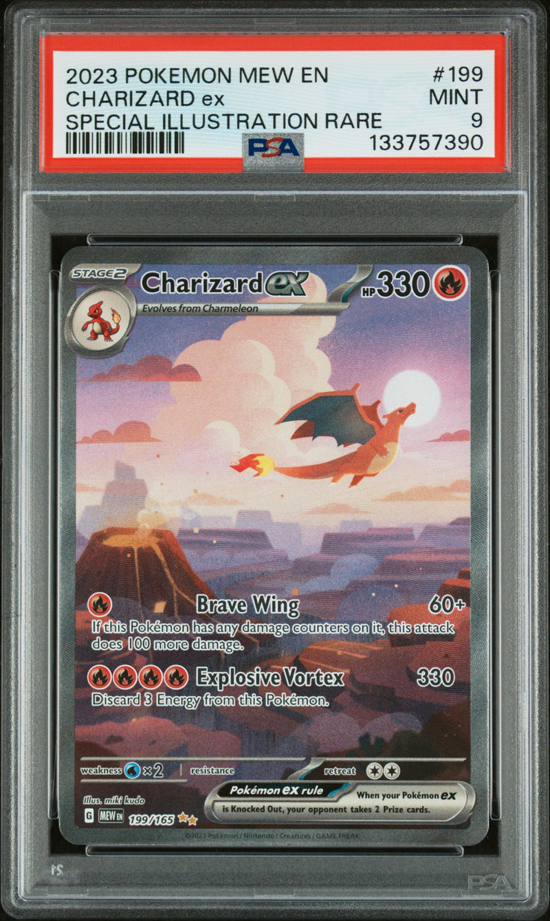 PSA 9 2023 MEW CHARIZARD ex - SIR
