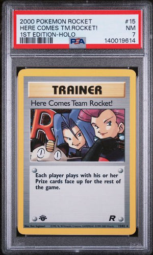 PSA 7 2000 ROCKET HERE COMES TEAM ROCKET - HOLO 1ST EDITION