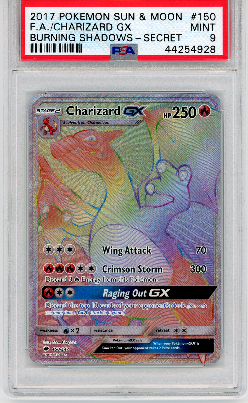 PSA 9 2017 SUN & MOON FA/ CHARIZARD GX - SECRET