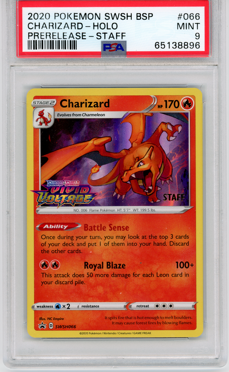 PSA 9 2020 SWSH BLACK STAR PROMO CHARIZARD - HOLO - PRERELEASE STAFF