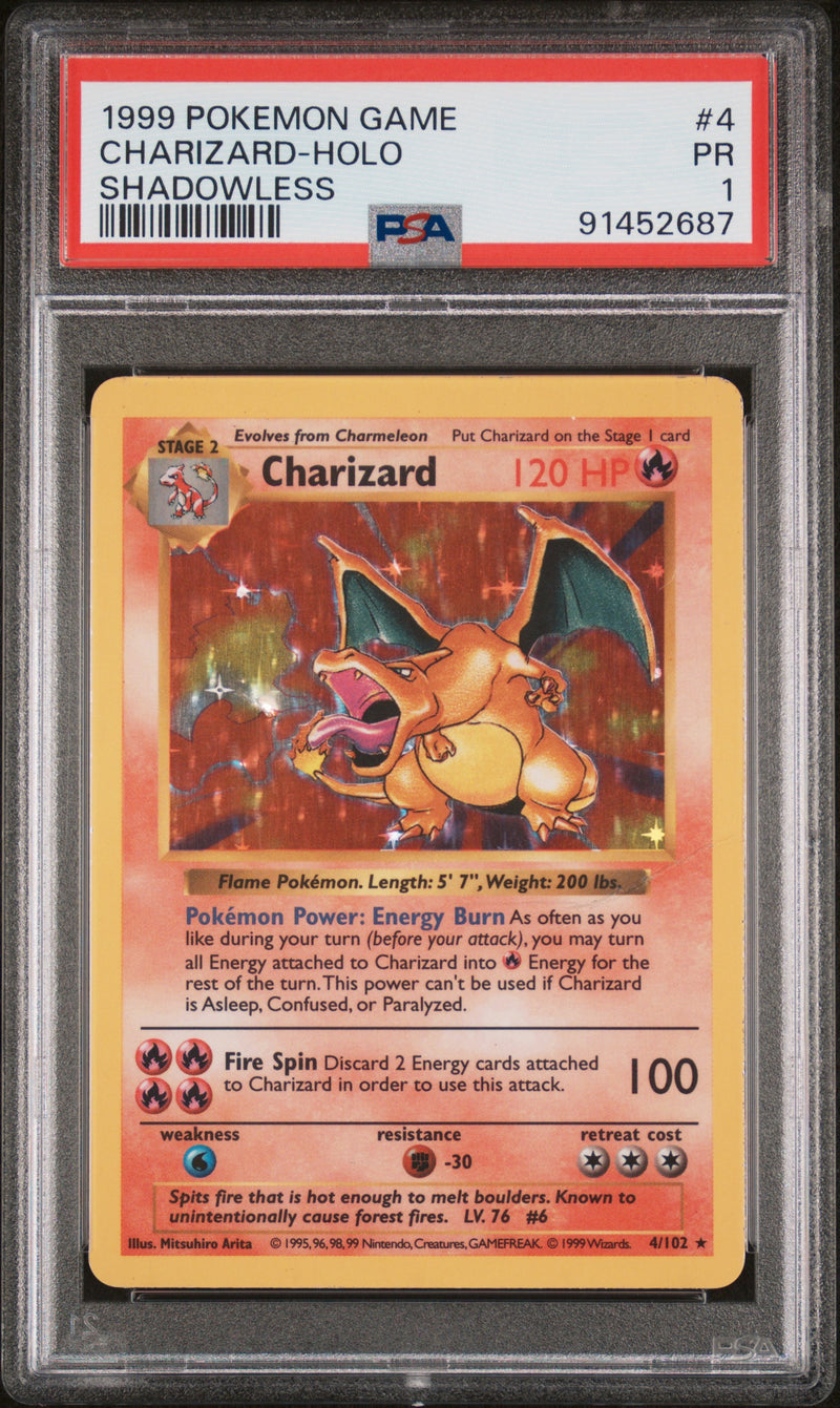 PSA 1 1999 CHARIZARD - HOLO - SHADOWLESS