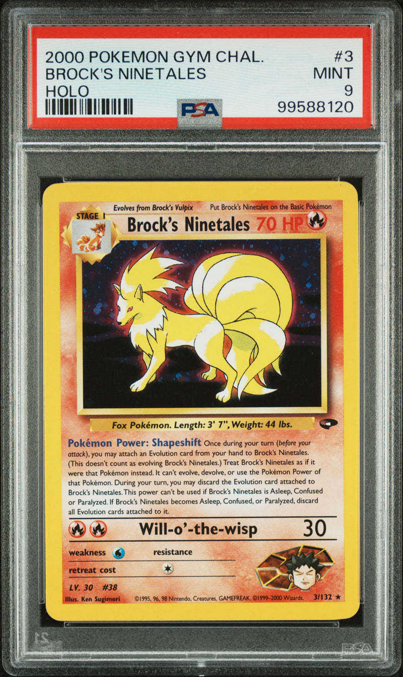 PSA 9 2000 GYM CHALLENGE BROCK'S NINETALES - HOLO