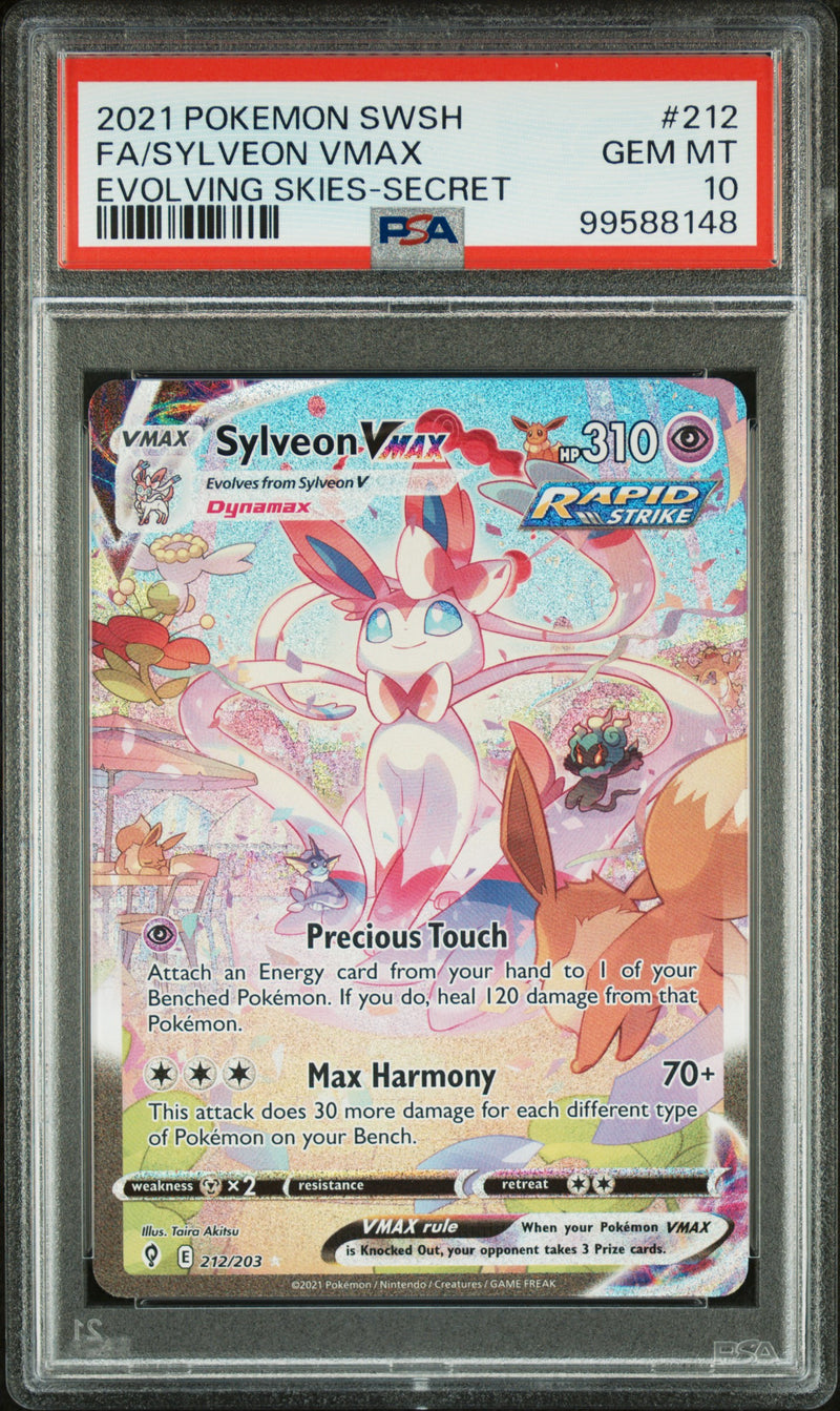 PSA 10 2021 SWSH FA/ SYLVEON VMAX EVOLVING SKIES - SECRET