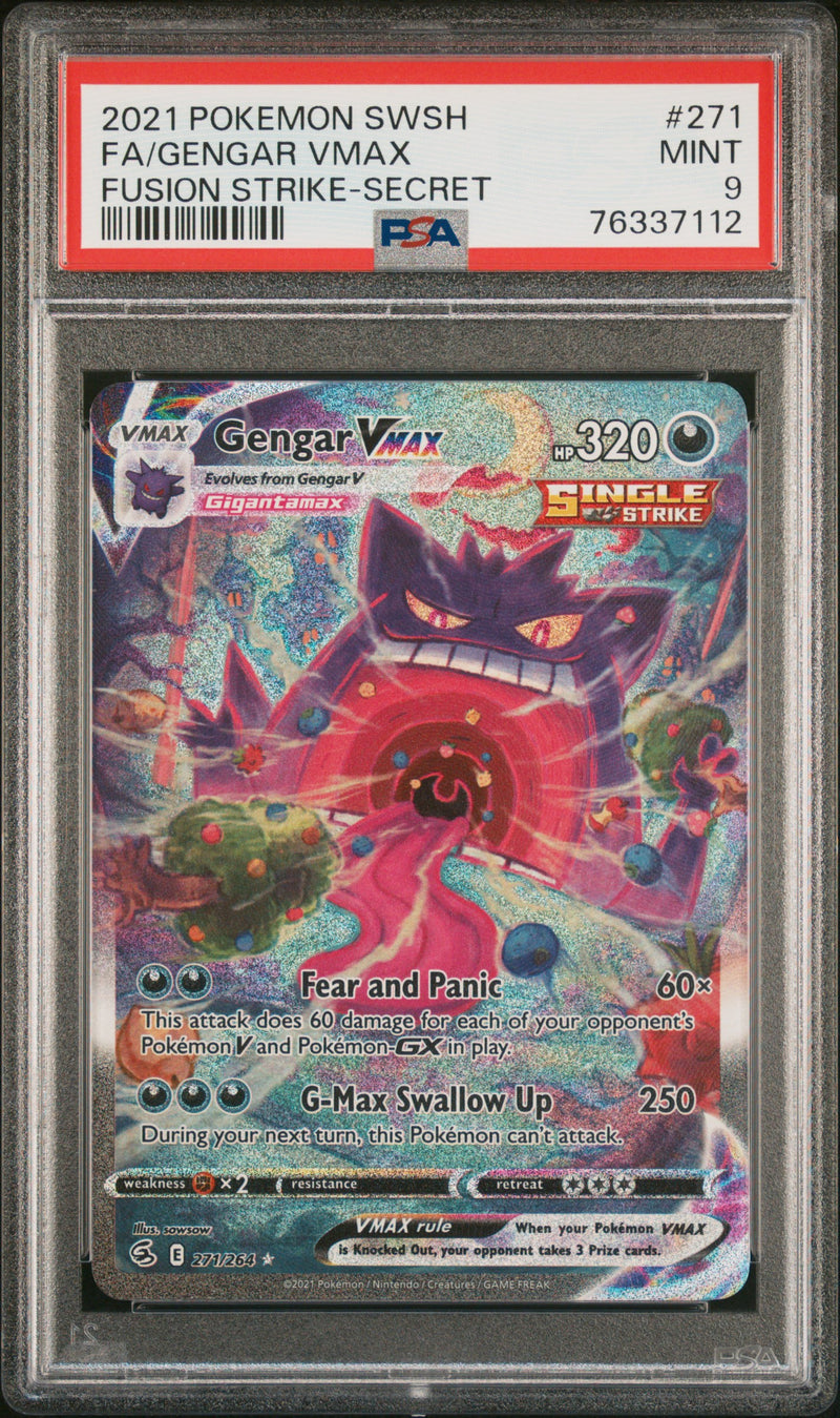 PSA 9 2021 SWSH FA/ GENGAR VMAX FUSION STRIKE - SECRET