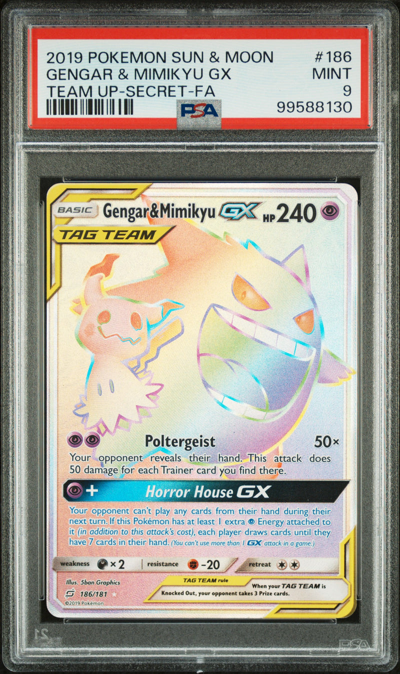 PSA 9 2019 SUN & MOON FA/ GENGAR & MIMIKYU GX TEAM UP - SECRET