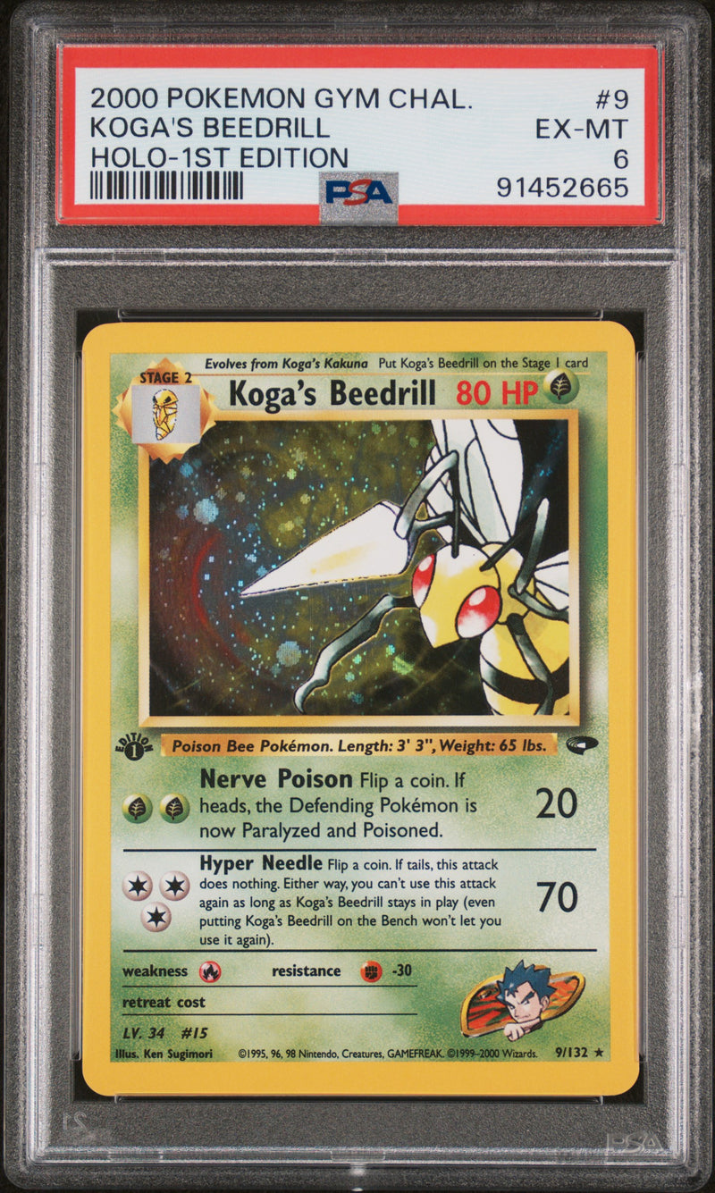 PSA 6 2000 GYM CHALLENGE KOGA'S BEEDRILL - HOLO 1ST EDITION