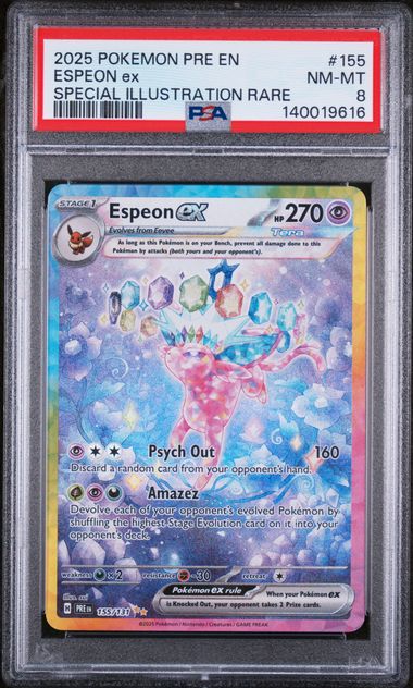 PSA 8 2025 PRISMATIC EVOLUTION ESPEON EX - SIR