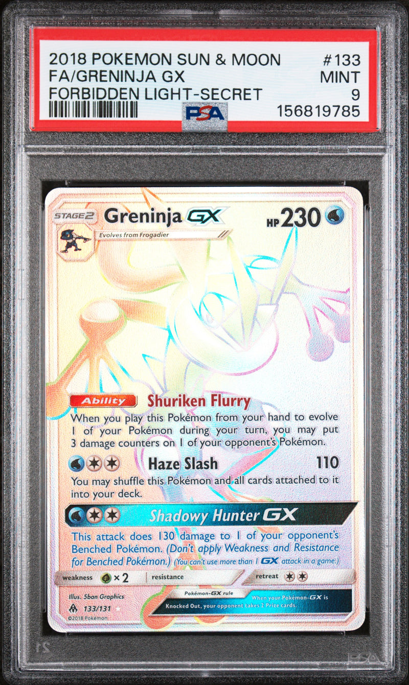 PSA 9 2018 GRENINJA GX FORBIDDEN LIGHT - SECRET
