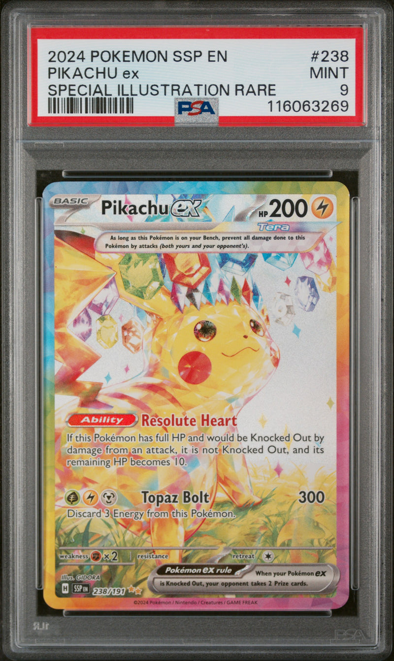 PSA 9 2024 PIKACHU EX SURGING SPARKS - SIR