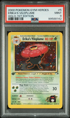 PSA 9 2000 GYM HEROES ERIKA'S VILEPLUME - HOLO 1ST EDITION
