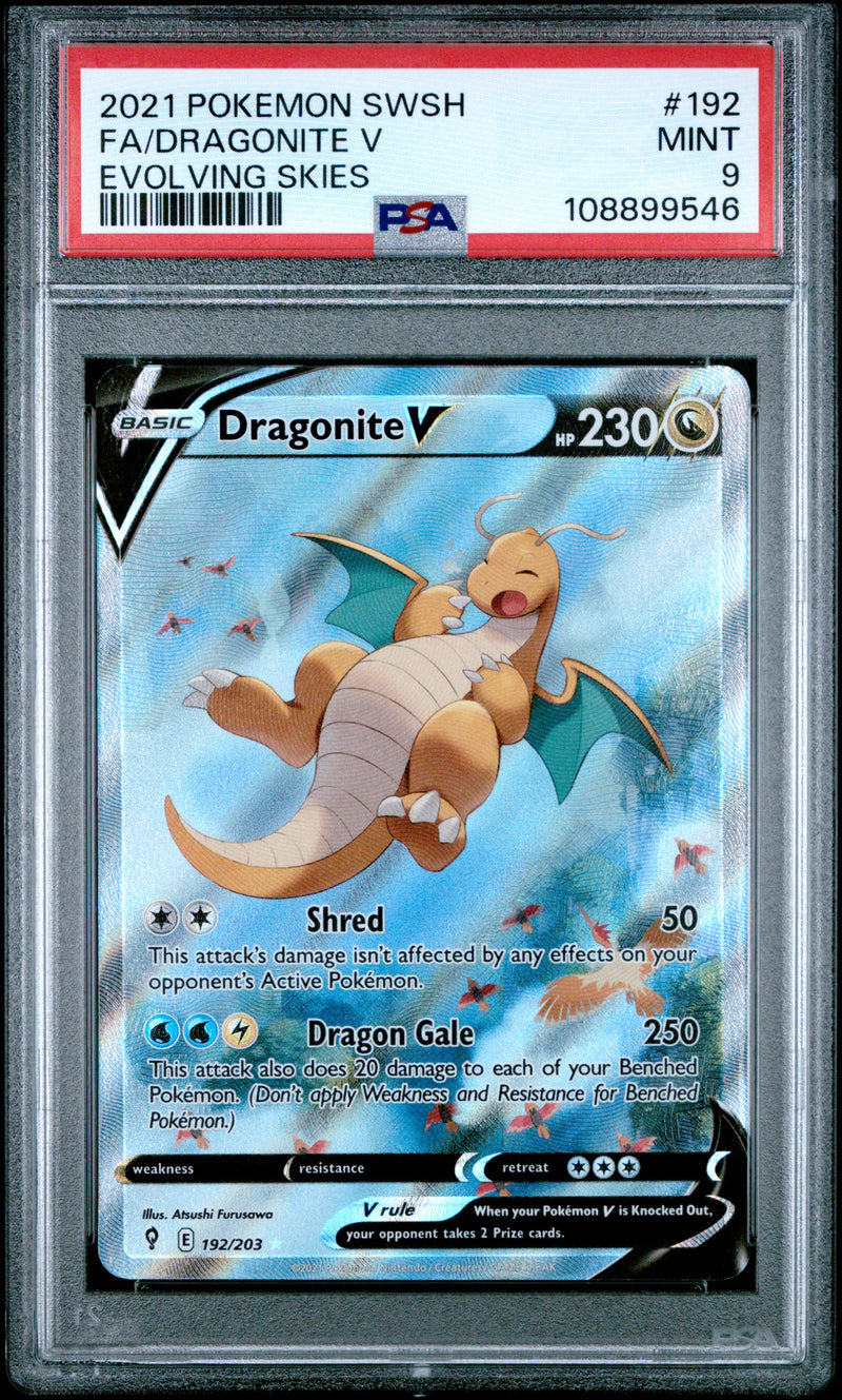 PSA 9 2021 SWSH FA/ DRAGONITE V EVOLVING SKIES