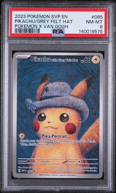 PSA 8 2023 BLACK STAR PROMO PIKACHU WITH GREY FELT HAT - POKEMON X VAN GOGH
