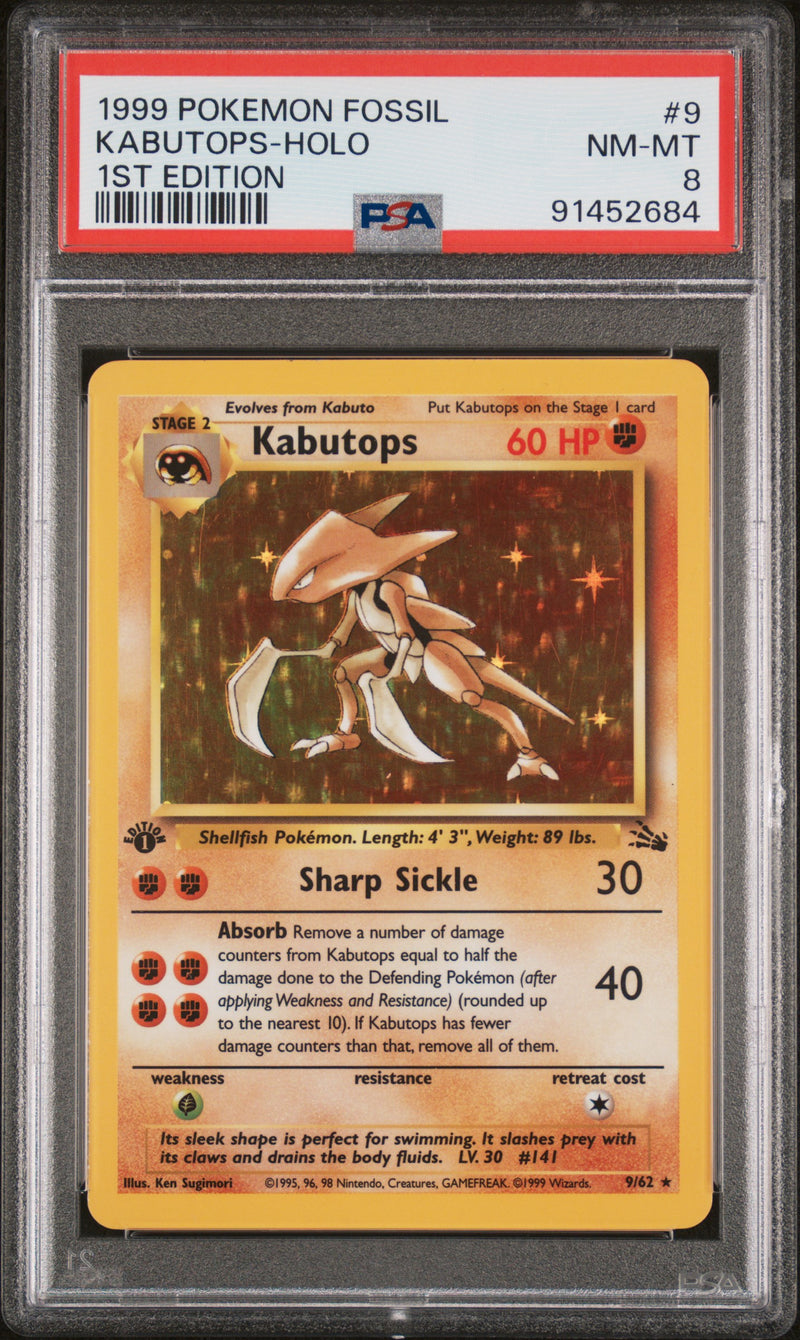 PSA 8 1999 FOSSIL KABUTOPS - HOLO - 1ST EDITION