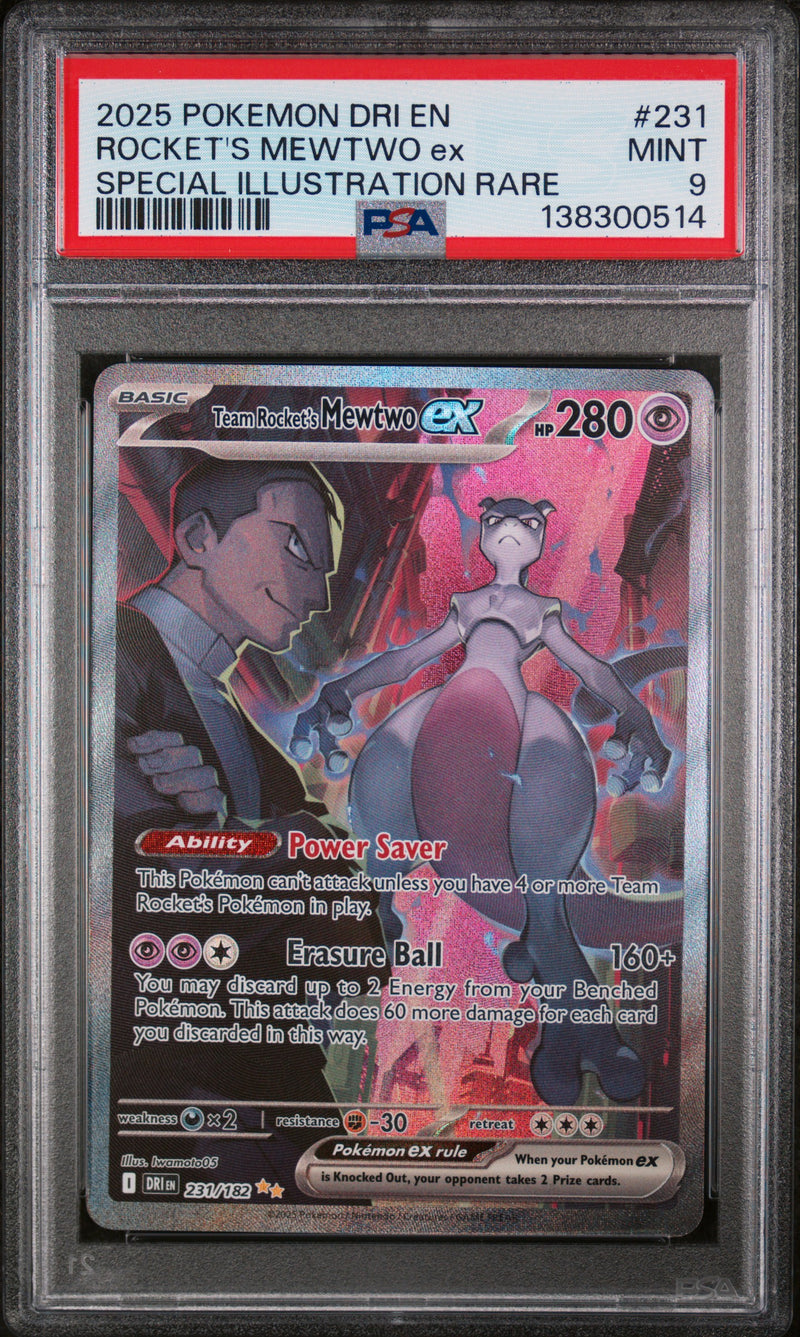 PSA 9 2025 ROCKET'S MEWTWO ex DESTINED RIVALS - SIR
