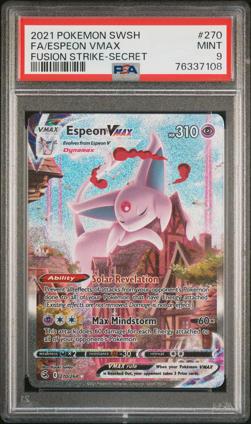 PSA 9 2021 SWSH FA/ ESPEON VMAX FUSION STRIKE - SECRET