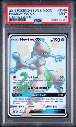 PSA 9 2019 MEWTWO GX HIDDEN FATES - FA