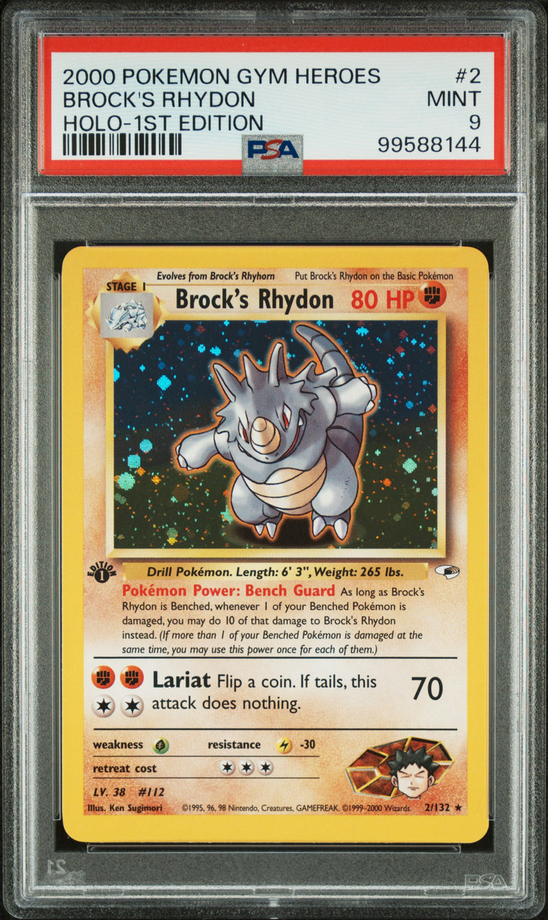 PSA 9 2000 GYM CHALLENGE BROCK'S RHYDON - HOLO - 1ST EDITION