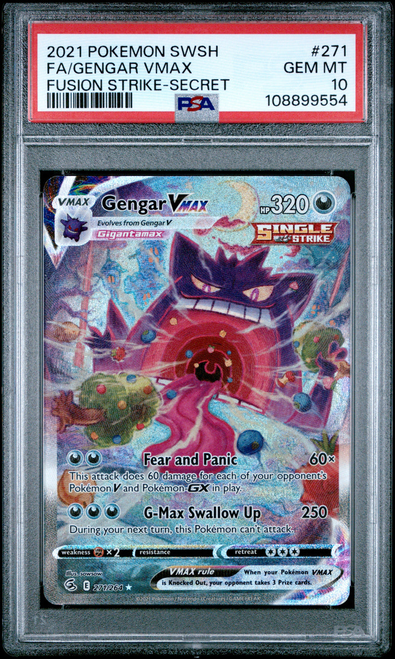 PSA 10 2021 SWSH FA/ GENGAR VMAX FUSION STRIKE - SECRET