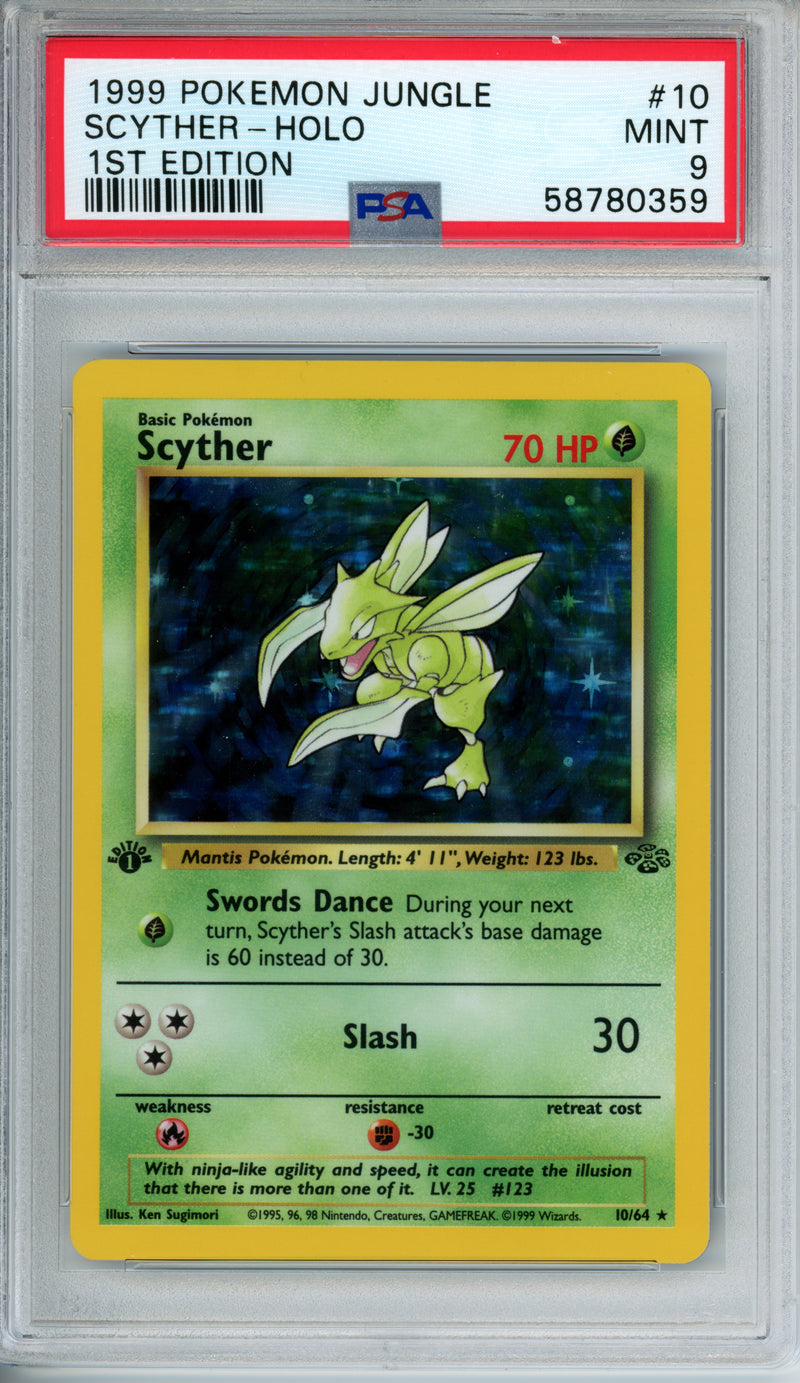 PSA 9 1999 JUNGLE SCYTHER - HOLO - 1ST EDITION