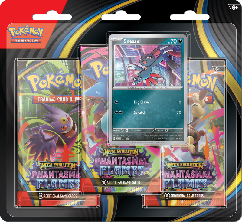 Pokémon TCG: Mega Evolution - Phantasmal Flames | Three-Booster Blister Pack - Sneasel Promo Card