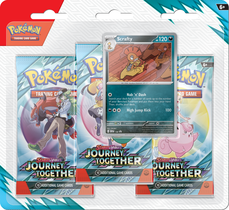 Pokémon TCG: Scarlet & Violet - Journey Together | Three-Booster Blister Pack - Scrafty Promo Card