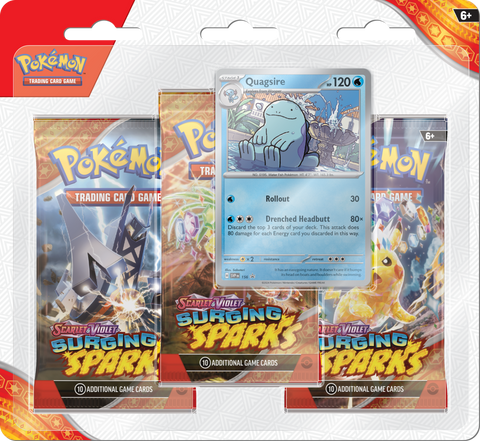 Pokémon TCG: Scarlet & Violet - Surging Sparks |  Three Booster Blister Pack - Quagsire Promo Card
