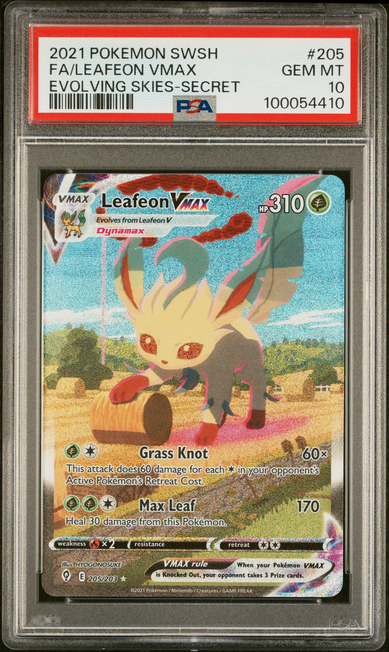 PSA 10 2021 SWSH FA/ LEAFEON VMAX EVOLVING SKIES - SECRET