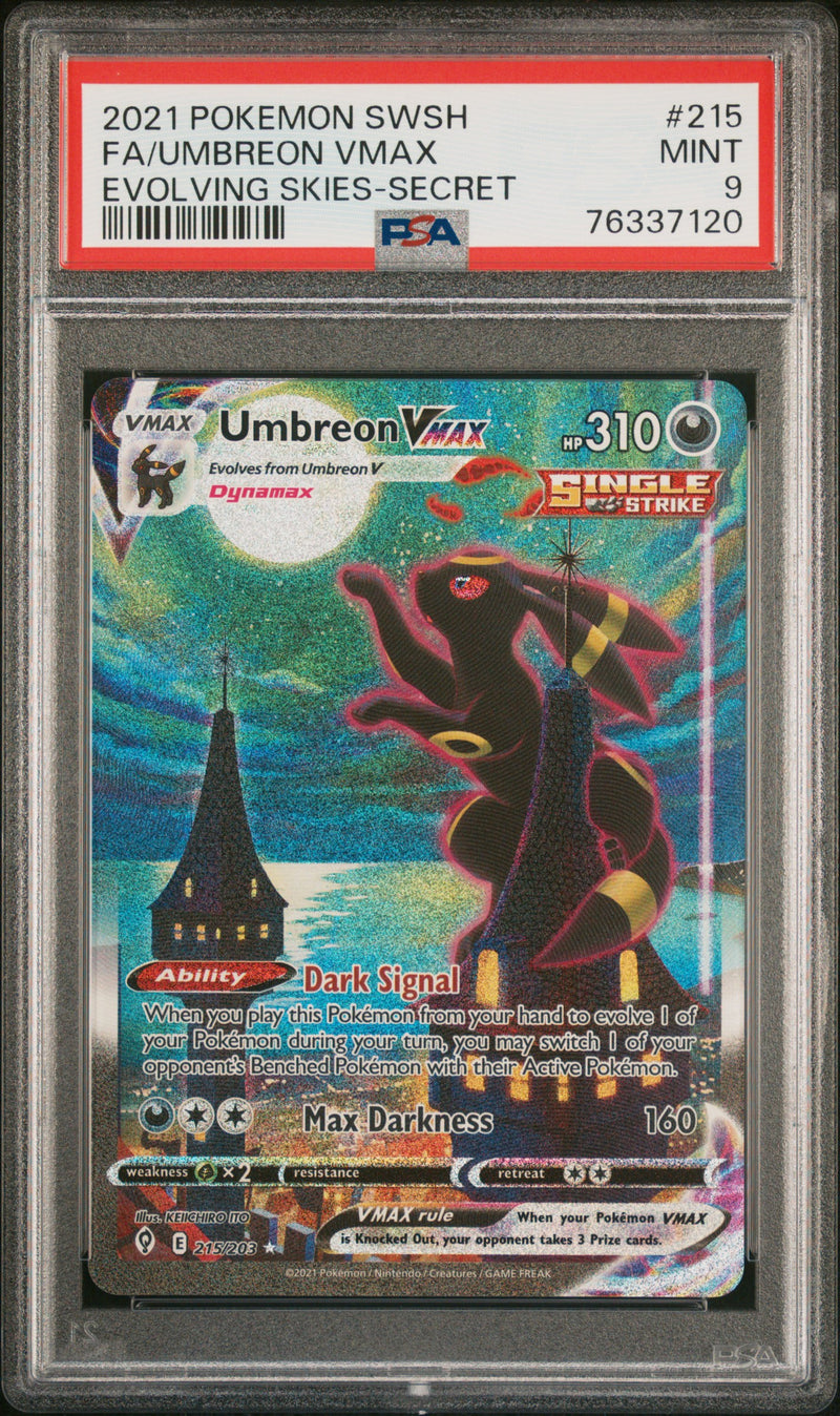 PSA 9 2021 SWSH FA/ UMBREON VMAX EVOLVING SKIES - SECRET