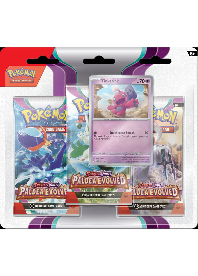 Pokémon TCG: Scarlet & Violet - Paldea Evolved - Blister Pack - Three Boosters - Tinkatink Promo Card