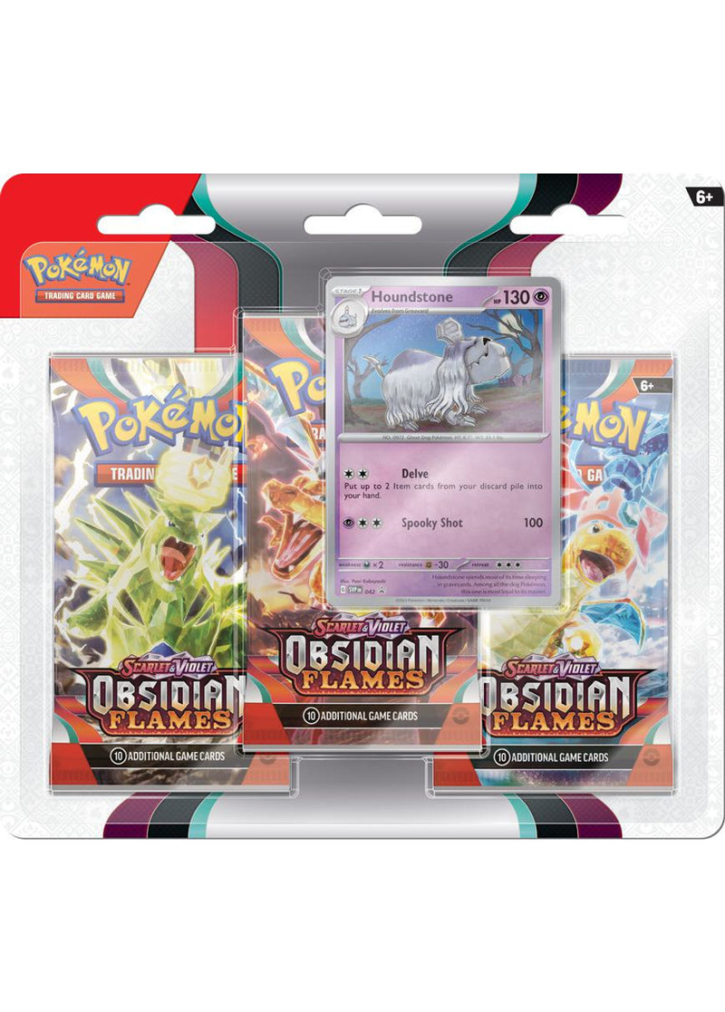 Pokémon TCG: Scarlet & Violet - Obsidian Flames - Blister Pack - Three Boosters - Houndstone Promo Card