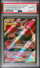PSA 10 2019 CHARIZARD & BRAIXEN GX COSMIC ECLIPSE - FA