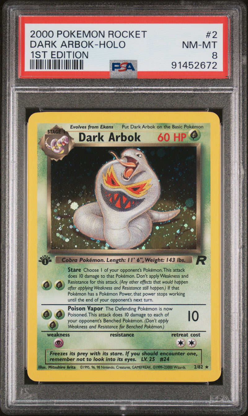 PSA 8 2000 ROCKET DARK ARBOK - HOLO - 1ST EDITION