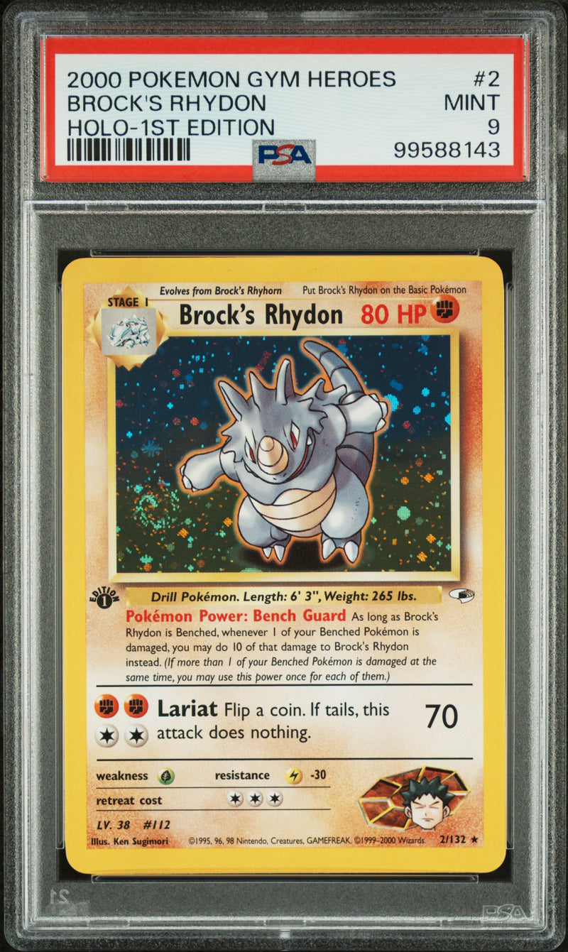 PSA 9 2000 GYM CHALLENGE BROCK'S RHYDON - HOLO - 1ST EDITION