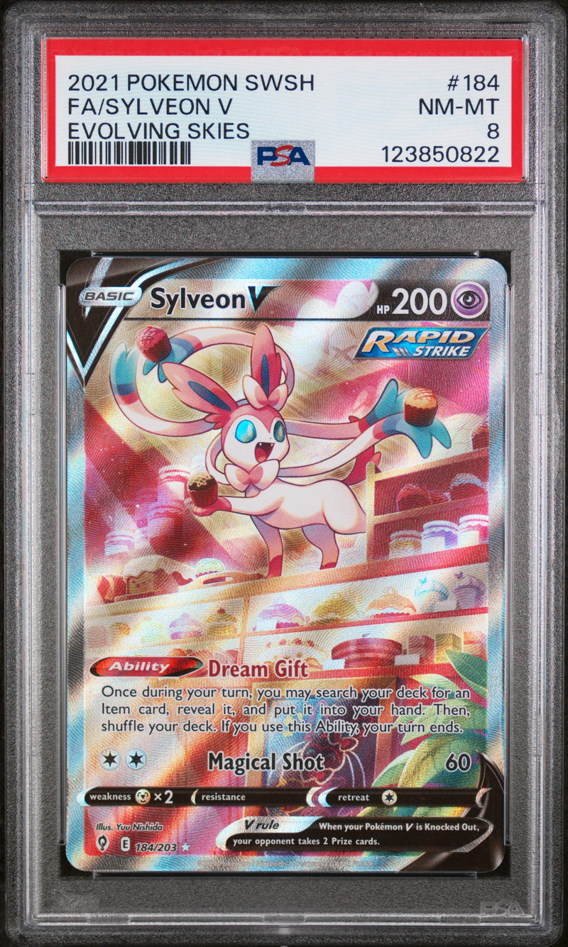 PSA 8 2021 SYLVEON V EVOLVING SKIES - FULL ART