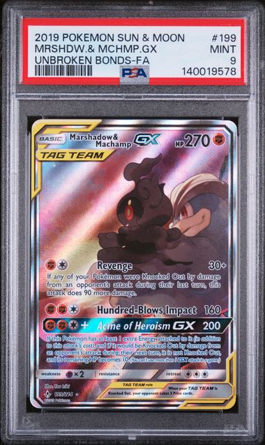 PSA 9 2019 UNBROKEN BONDS MARSHADOW & MACHAMP - FULL ART