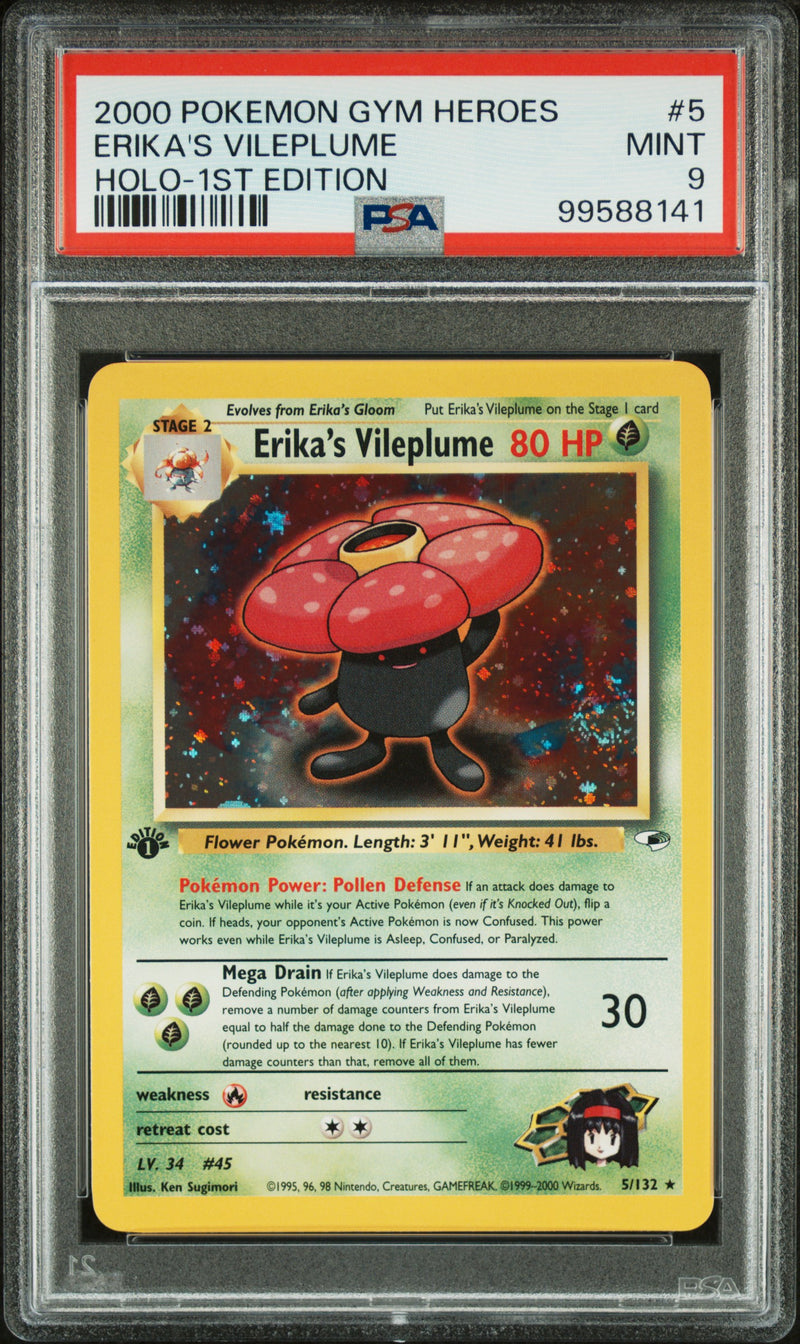 PSA 9 2000 GYM HEROES ERIKA'S VILEPLUME - HOLO - 1ST EDITION