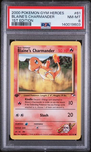 PSA 8 2000 GYM HEROES BLAINE'S CHARMANDER - 1ST EDITION