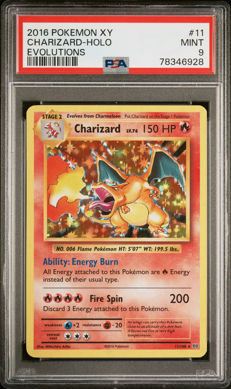 PSA 9 2016 XY EVOLUTIONS CHARIZARD - HOLO