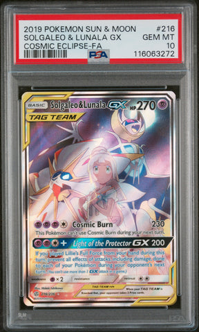PSA 10 2019 SUN & MOON FA/ SOLGALEO & LUNALA GX COSMIC ECLIPSE